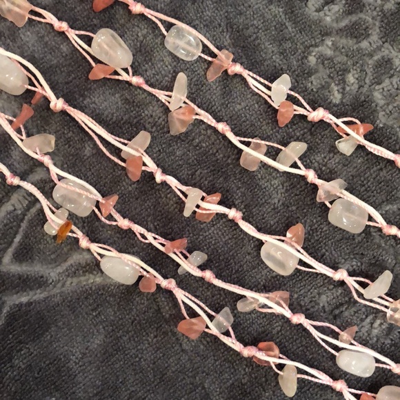 New Pink Seaglass and Bead Five Strand Necklace - Picture 4 of 6